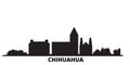 Mexico, Chihuahua city skyline isolated vector illustration. Mexico, Chihuahua travel black cityscape