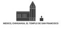 Mexico, Chihuahua, El Templo De San Francisco, travel landmark vector illustration