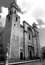 Mexico church cathedral Merida colonial architecture historial yucatan black and white Royalty Free Stock Photo