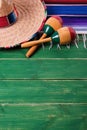 Mexico cinco de mayo border background mexican sombrero maracas Royalty Free Stock Photo