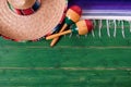 Mexico cinco de mayo border background mexican sombrero maracas Royalty Free Stock Photo