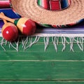 Mexico cinco de mayo wood background mexican sombrero square Royalty Free Stock Photo