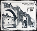 MEXICO - CIRCA 1980: A stamp printed in Mexico from the `Colonial Architecture` issue shows Sacromonte Sanctuary, Amecameca