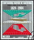 MEXICO - CIRCA 1984: A stamp printed in Mexico issued for the 160th anniversary of State Audit Office shows Maps, Graph and Text