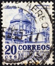 MEXICO - CIRCA 1950: A stamp printed in Mexico shows Puebla Cathedral, circa 1950.