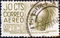 MEXICO - CIRCA 1950: A stamp printed in Mexico shows Aztec ruler Cuauhtemoc, circa 1950. Royalty Free Stock Photo