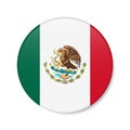 Mexico circle button icon. Mexican round badge flag. 3D realistic isolated vector illustration Royalty Free Stock Photo