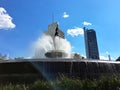 Mexico City, Mexico - Apr 23 2023: Diana the Huntress Fountain sculpture of Paseo de la Reforma in the Mexican capital