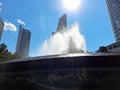 Mexico City, Mexico - Apr 23 2023: Diana the Huntress Fountain sculpture of Paseo de la Reforma in the Mexican capital