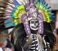 Mexico City, Mexico - April 30, 2017. Aztec dancers dancing in Zocalo square Royalty Free Stock Photo