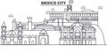 Mexico City architecture line skyline illustration. Linear vector cityscape with famous landmarks, city sights, design