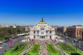 Mexico City, Mexico-2 August, 2019: Landmark Palace of Fine Arts Palacio de Bellas Artes in Alameda Central Park near Mexico Royalty Free Stock Photo