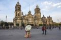 MEXICO CITY - FEB 5, 2017: Constitution Square Zocalo view from the dome of the Metropolitan Cathedral Royalty Free Stock Photo