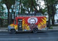 Mexico City, Mexico - February 5, 2017. truck with graffiti of the Mexican revolutionary pancho villa