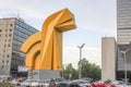 Sculpture in front of the Torre del Caballito in Mexico City. an outdoor steel sculpture by Royalty Free Stock Photo