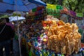 Mexico City, Mexico, May 07, 2023: Chips and Chicharron Stall in Chapultepec