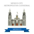 Mexico City Metropolitan Cathedral vector flat attraction Royalty Free Stock Photo