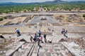 Mexico City, Mexico-21 April, 2018: Tourists climbing landmark Teotihuacan pyramids located close to Mexico City