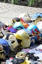 Mexico City, Mexico - August 23, 2023: Street stall selling masks of famous wrestlers from Mexican wrestling as souvenirs Royalty Free Stock Photo