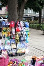 Mexico City, Mexico - August 23, 2023: Street stall selling masks of famous wrestlers from Mexican wrestling as souvenirs Royalty Free Stock Photo