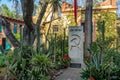 MEXICO CITY, MEXICO - February 22, 2020: Leon Trotsky tomb in his House Museum in Coyoacan, Mexico City
