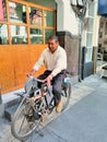 Mexican man sharpening knife on Mexico City Street