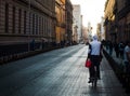 Mexico city, Mexico - January 14.2018: Man riding a bicycle on t