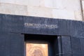 Name of former Mexican president above entrance on Monument to the Revolution