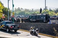 Mexico City, Mexico - January 20, 2019. Police security during football match