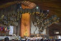 MEXICO CITY, MEXICO - June 19, 2013: Mysterious and miraculous image of Our Lady of Guadalupe, printed in Tilma, in the mantle of