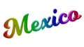Mexico City Name Calligraphic 3D Rendered Text Illustration Colored With RGB Rainbow Gradient