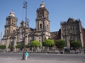 Front of Metropolitan Cathedral of the Assumption of Mary of Mexico City in Zocalo square Royalty Free Stock Photo