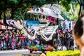 Mexico City, Mexico - October 27, 2018. Celebration of Day of Dead parade, Dia de los Muertos desfile - mask parade Royalty Free Stock Photo