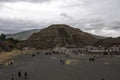 People walking around the ruins at the city of Teotihuacan Pyramids