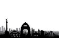 Mexico city skyline. Cityscape landmark silhouette Travel background