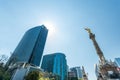 Mexico City skyscrapers and angel of independence Royalty Free Stock Photo