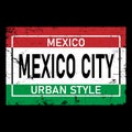 Mexico city t-shirt and apparel design with grunge effect. Vector print, typography, poster, emblem.