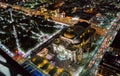 Mexico city top view of bellas artes and alameda central from torre latinoamericana lookout city at night with long exposure to Royalty Free Stock Photo