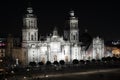 Mexico city zocalo main place at night Royalty Free Stock Photo