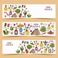 Mexico colored doodle banners with traditions culture isolated