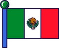 Mexico country nation flag on flagpole vector