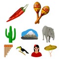 Mexico country set icons in cartoon style. Big collection of Mexico country vector symbol stock illustration Royalty Free Stock Photo