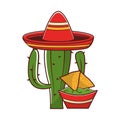 Mexico culture and foods cartoons