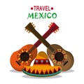 Mexico culture icons in flat design style, vector illustration