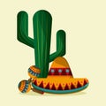 Mexico culture icons in flat design style, vector illustration