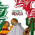 Mexico culture icons in flat design style, vector illustration