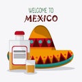 Mexico culture icons in flat design style, vector illustration Royalty Free Stock Photo