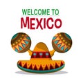 Mexico culture icons in flat design style, vector illustration