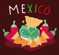 mexico culture traditional guacamole nachos chili pepper design