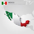 Mexico drawn on gray map. Royalty Free Stock Photo